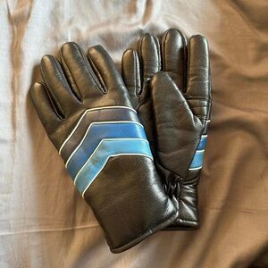 Vintage Leather Black and Blue Gloves